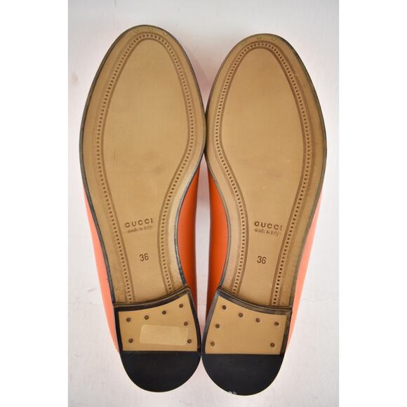 Gucci Brixton Collapsible Deep Orange Leather Horsebit Slipper Flat Loafer 36 - Picture 16 of 16